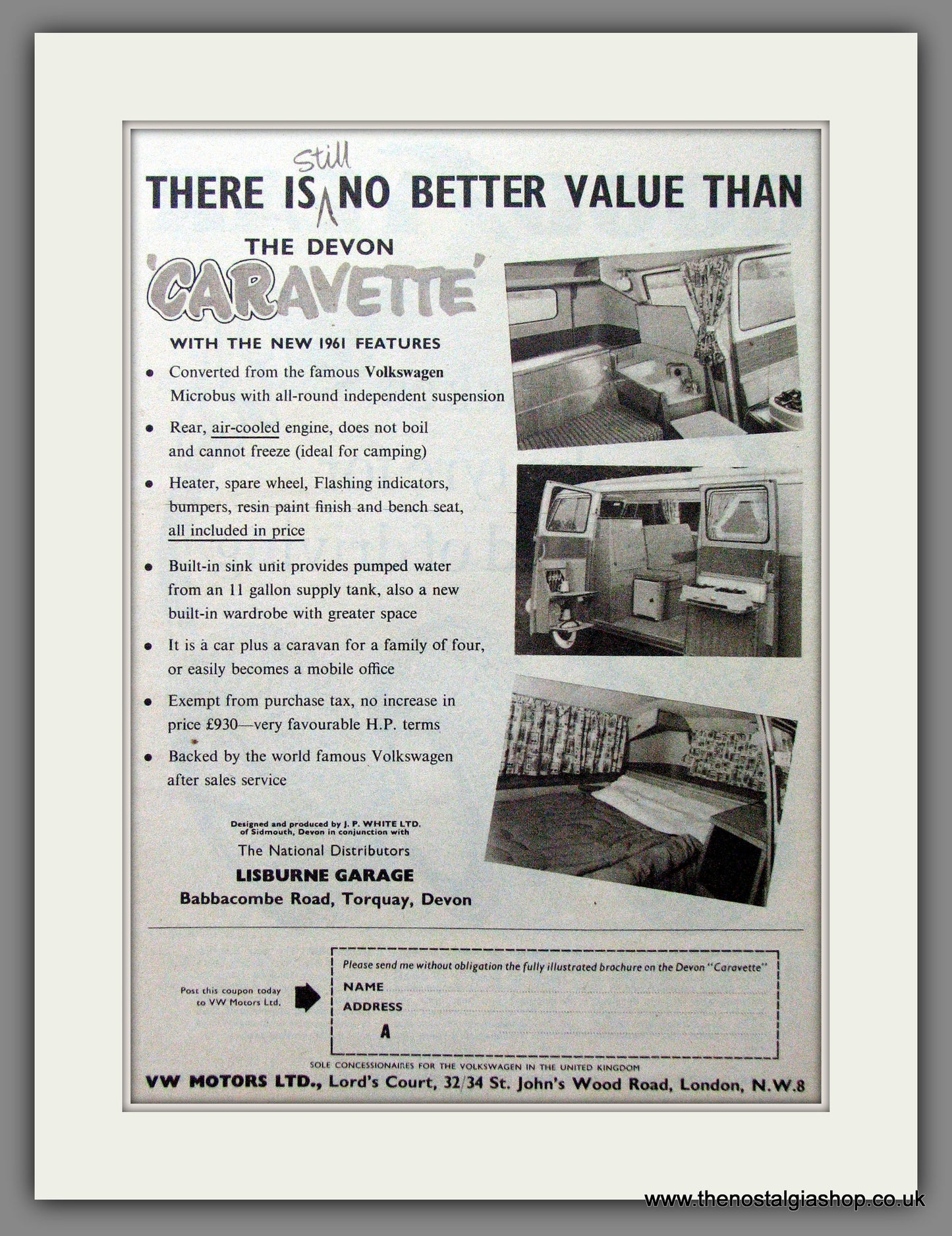 Volkswagen Devon Caravette. 1960 Original Advert (ref AD53894)