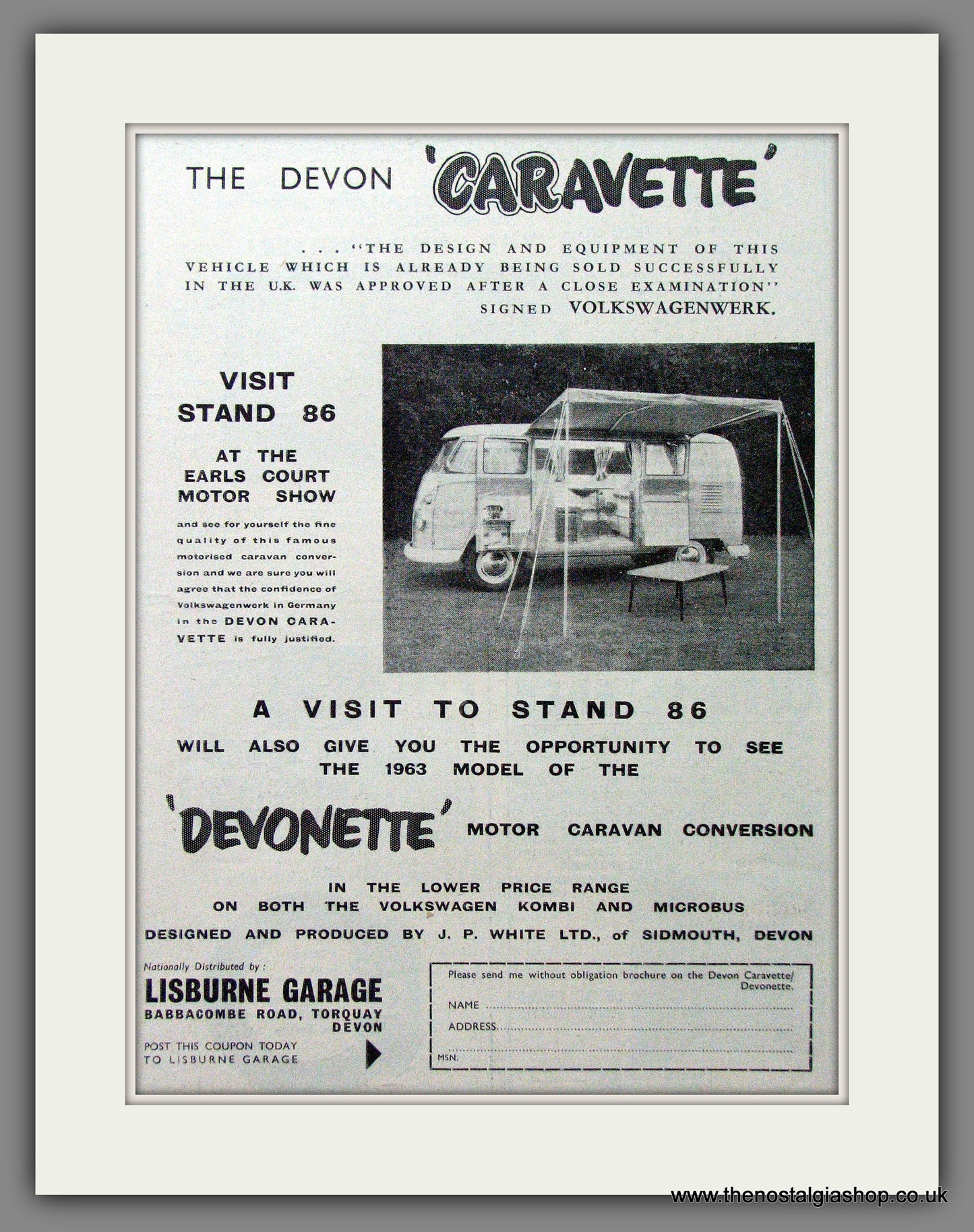 Volkswagen Devon Caravette. 1962 Original Advert (ref AD53896)