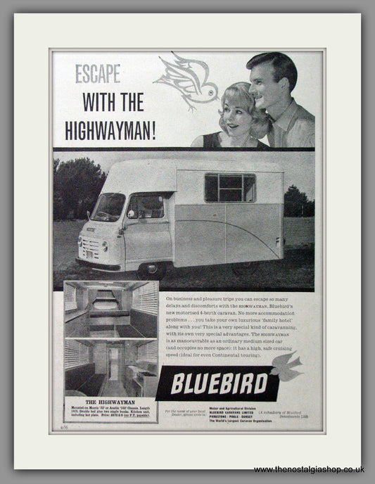 Bluebird Highwayman Motor Caravan. 1960 Original Advert (ref AD53998)