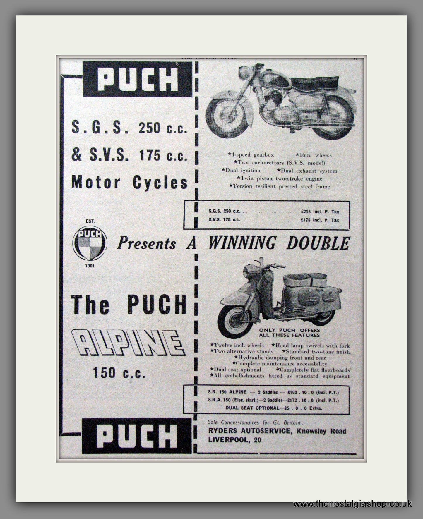 Puch Alpine 150cc Scooter Original Advert 1959 (ref AD54038)