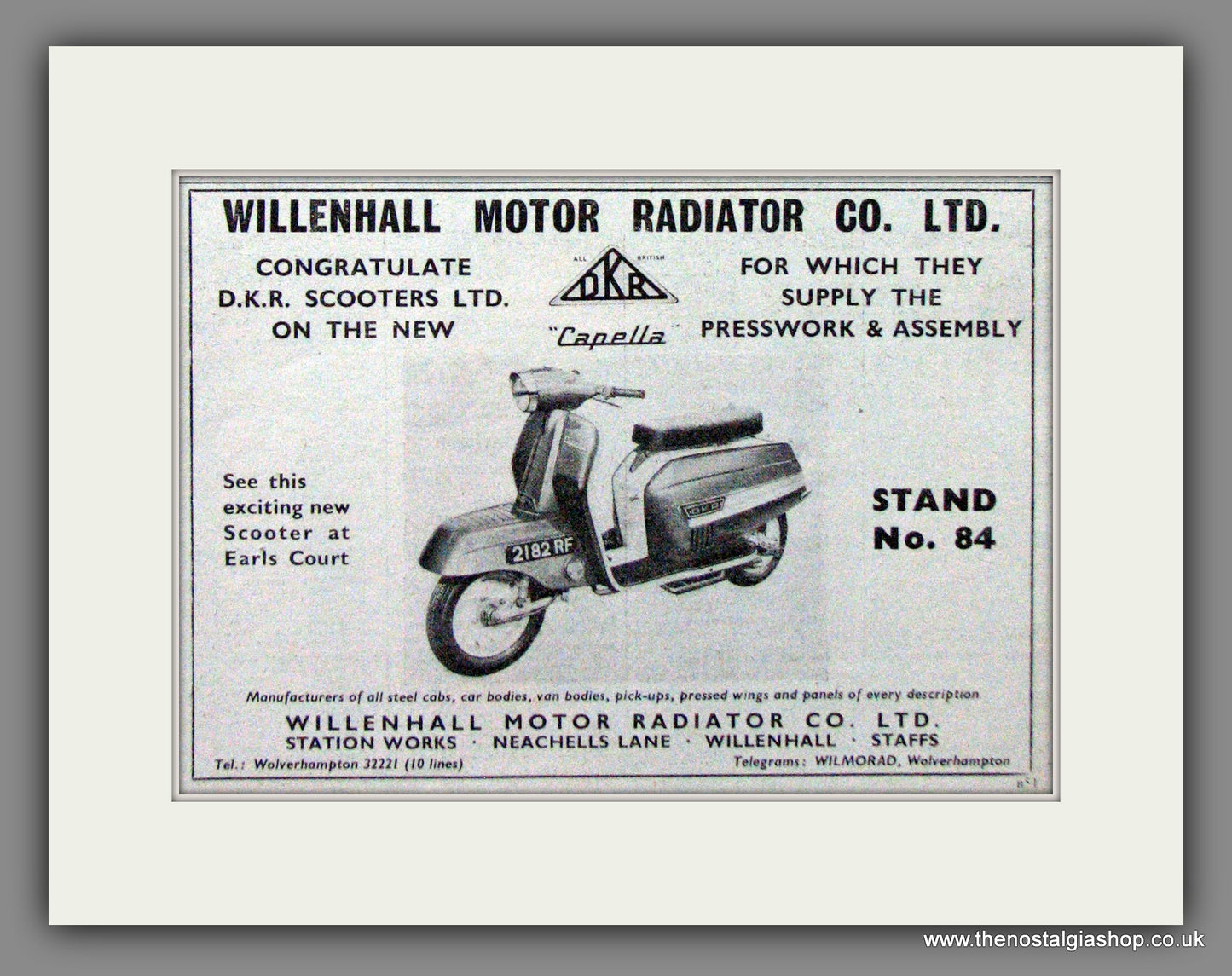 DKR Capella Scooter. Original Advert 1960 (ref AD54226)
