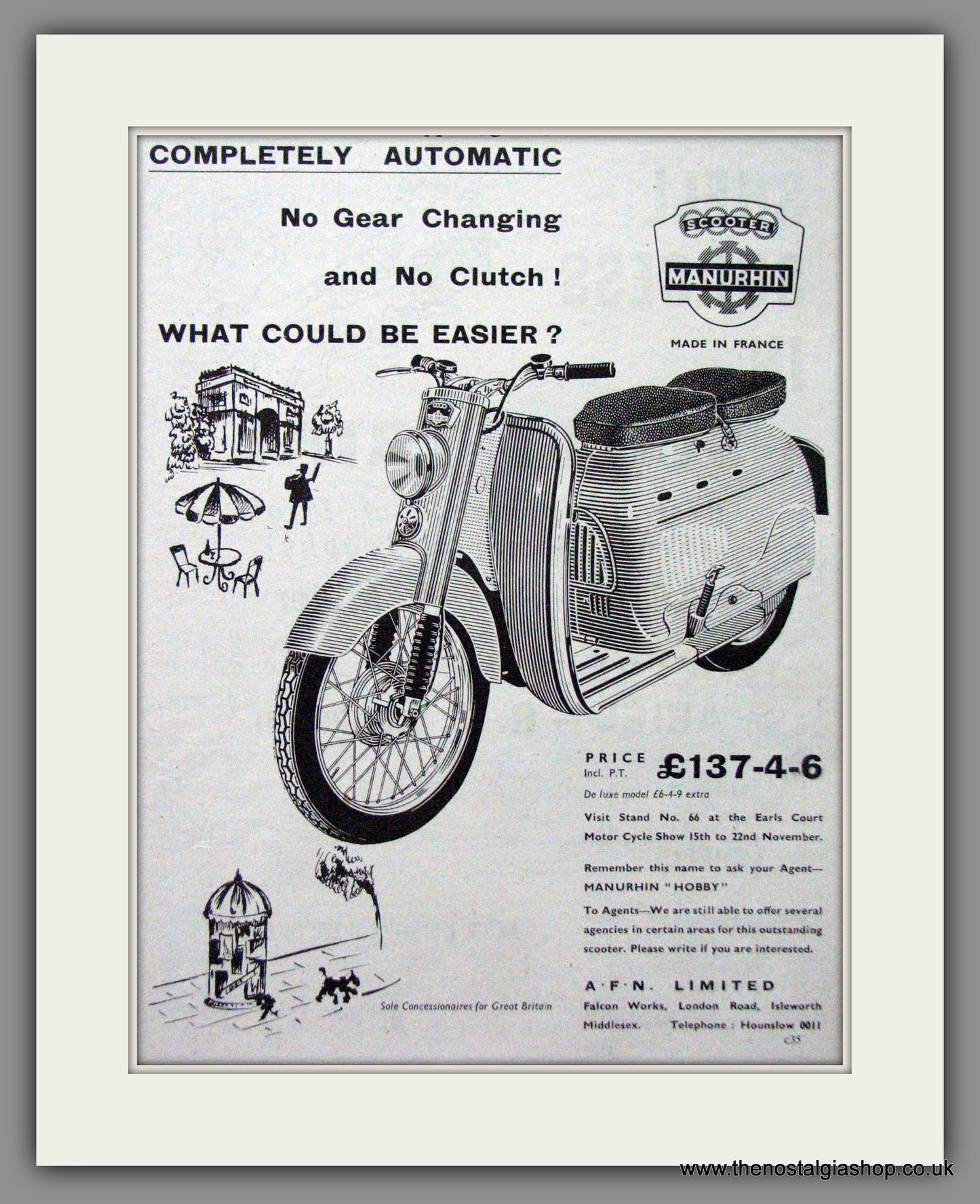 Manurhin Scooter. Original Advert 1958 (ref AD54240)