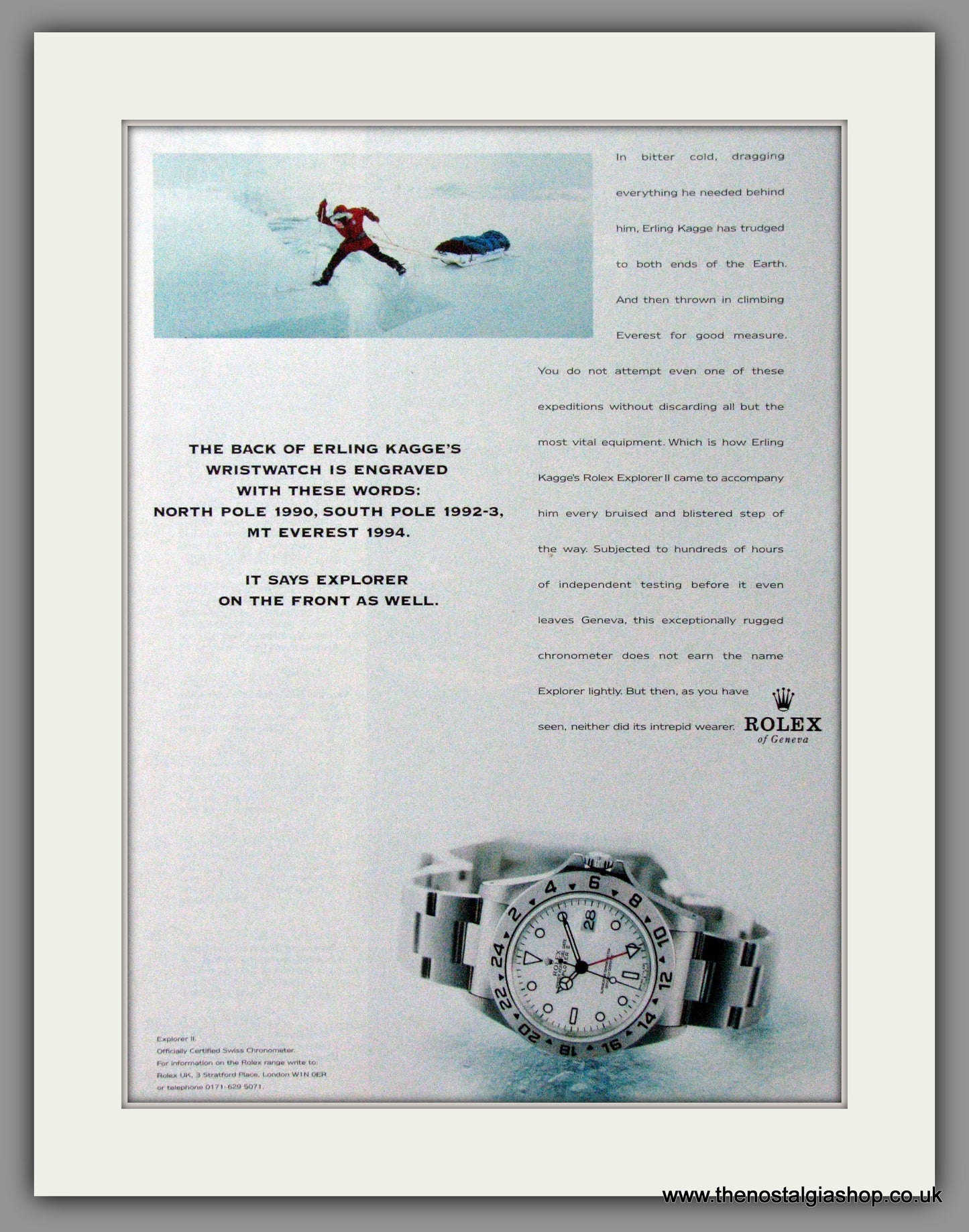 Rolex Explorer II. Erling Kagge. Original Advert 1998 (ref AD54399)