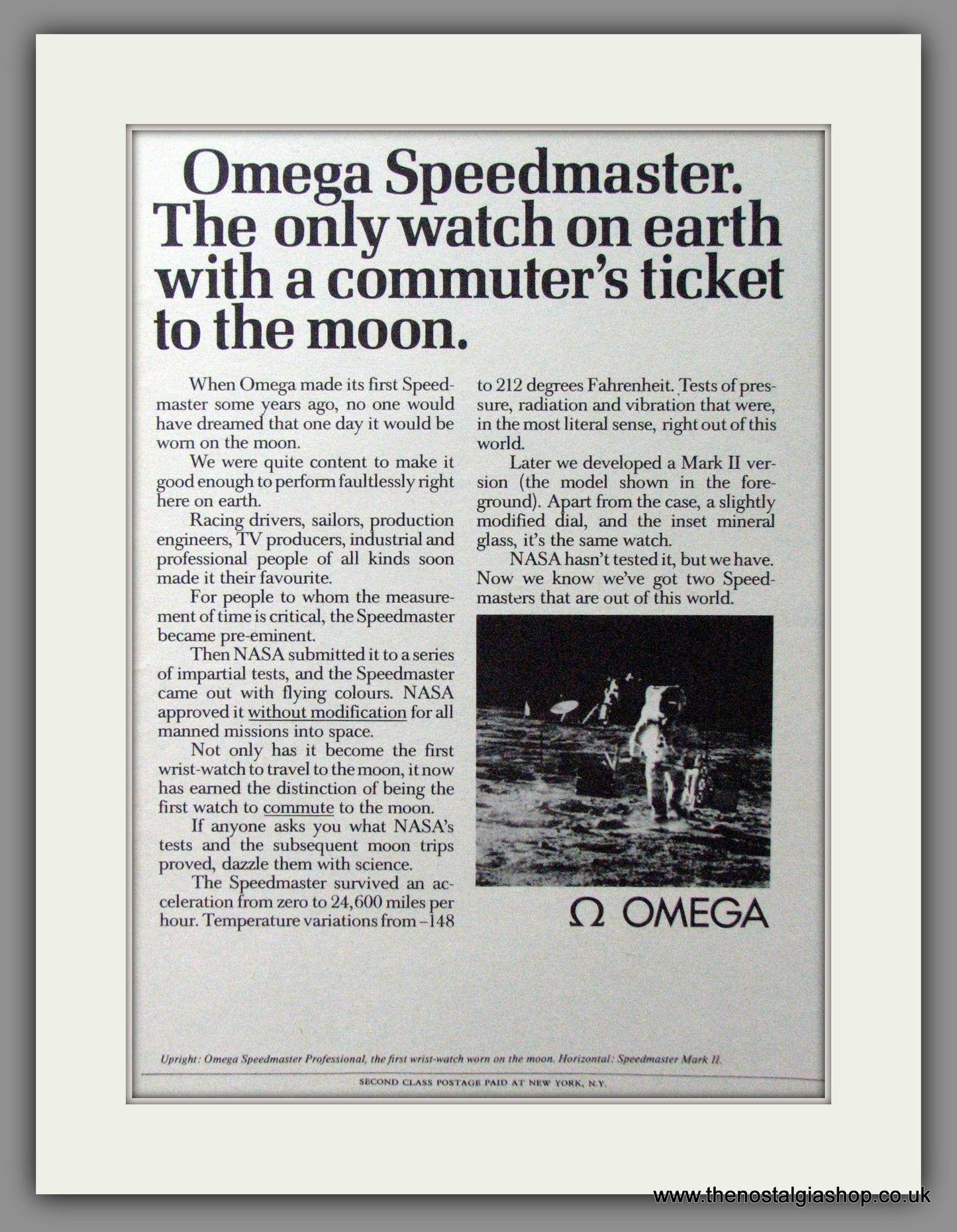 Omega Speedmaster. On The Moon! Original Double Advert 1971 (ref AD54407)