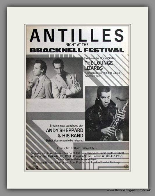 Antilles. Night At The Bracknell Festival. Original Advert 1987 (ref AD11488)