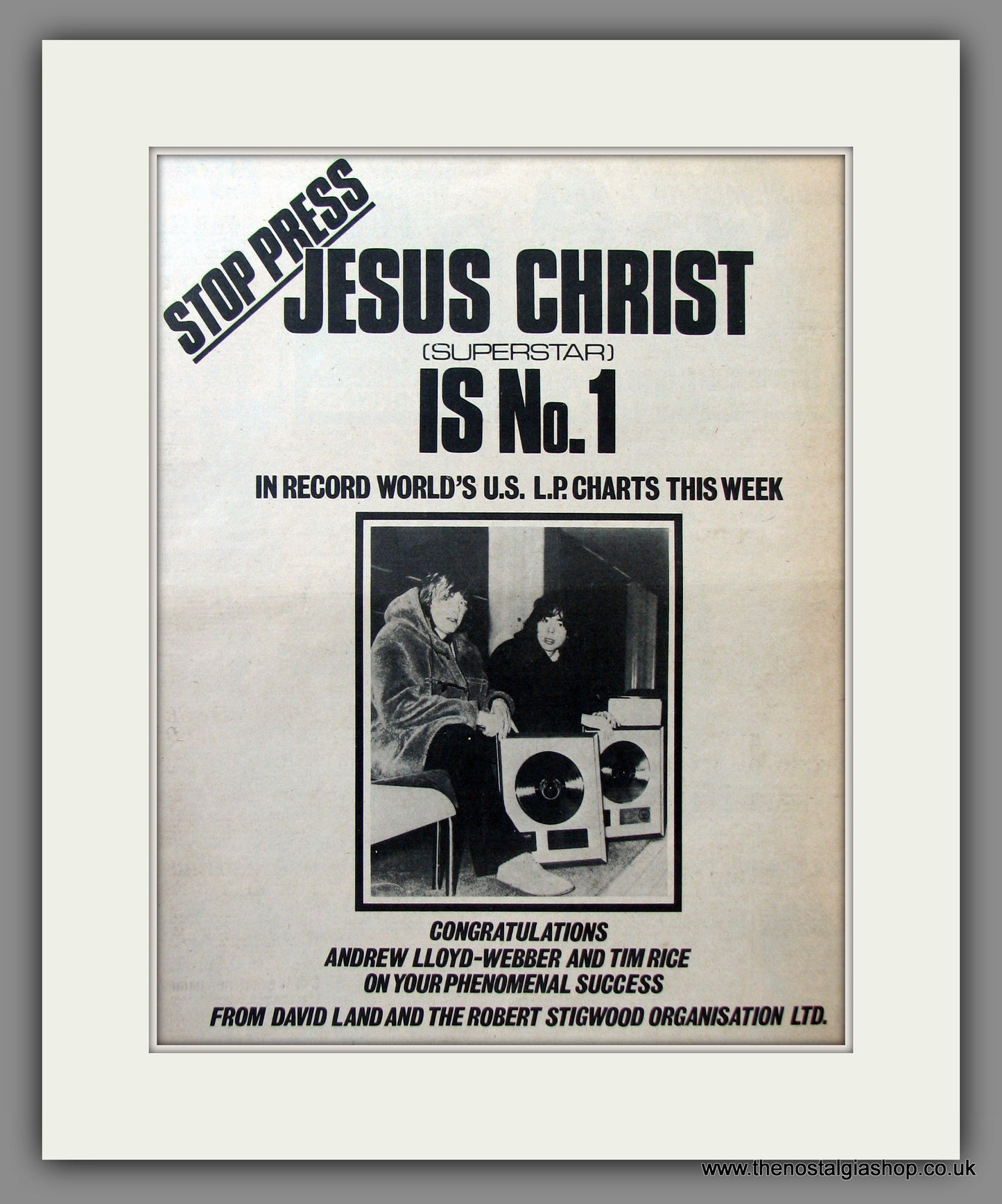 Andrew Lloyd-Webber and Tim Rice. Jesus Christ. Original Advert 1971 (ref AD11516)