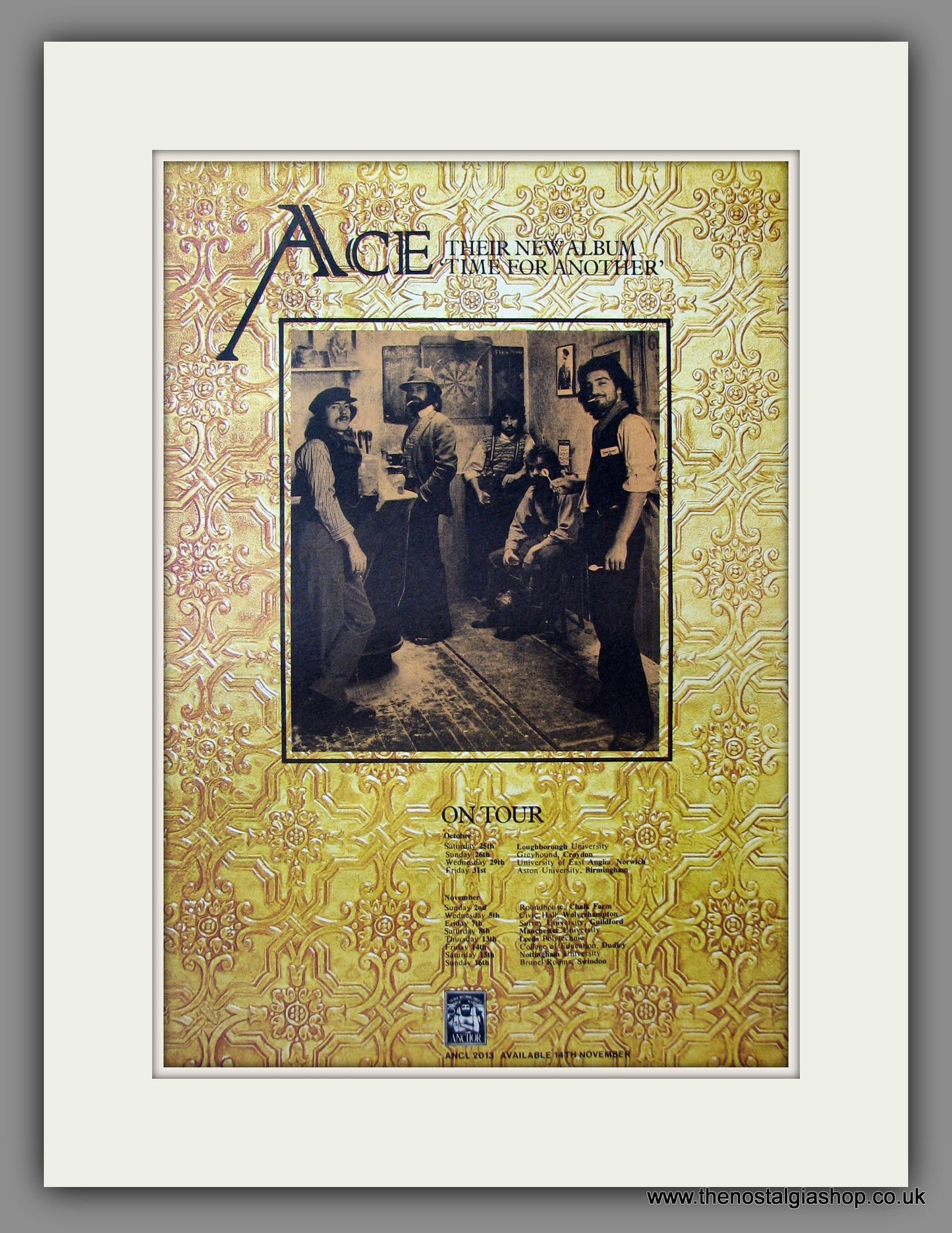 Ace. Time For Another. UK Tour Dates. Original Advert 1975 (ref AD11559)