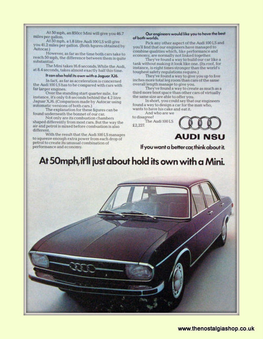 Audi 100 LS  Vintage Original Advert 1974 (ref AD6965)