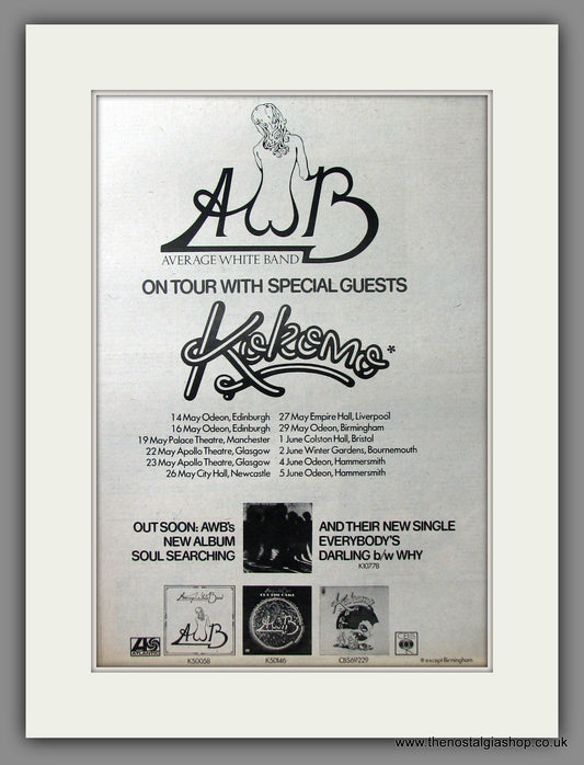 Average White Band Tour Dates. Original Advert 1976 (ref AD11605)