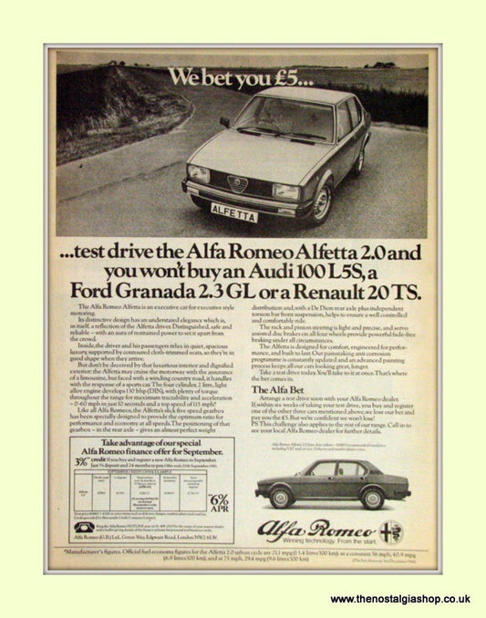 Alfa Romeo Alfetta 2.0. Original Advert 1981 (ref AD50024)