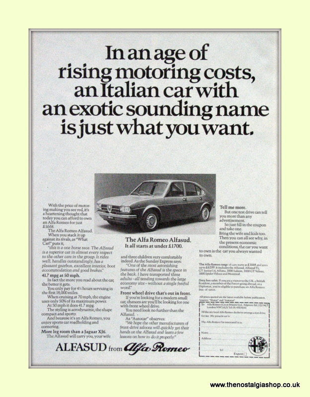 Alfa Romeo Alfasud. Original Advert 1975 (ref AD50028)