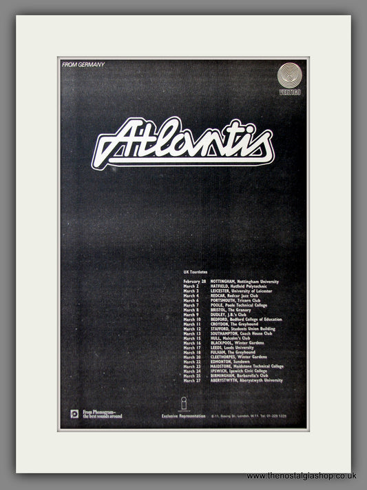 Atlantis, UK Tour Dates. Original Advert 1973 (ref AD11634)