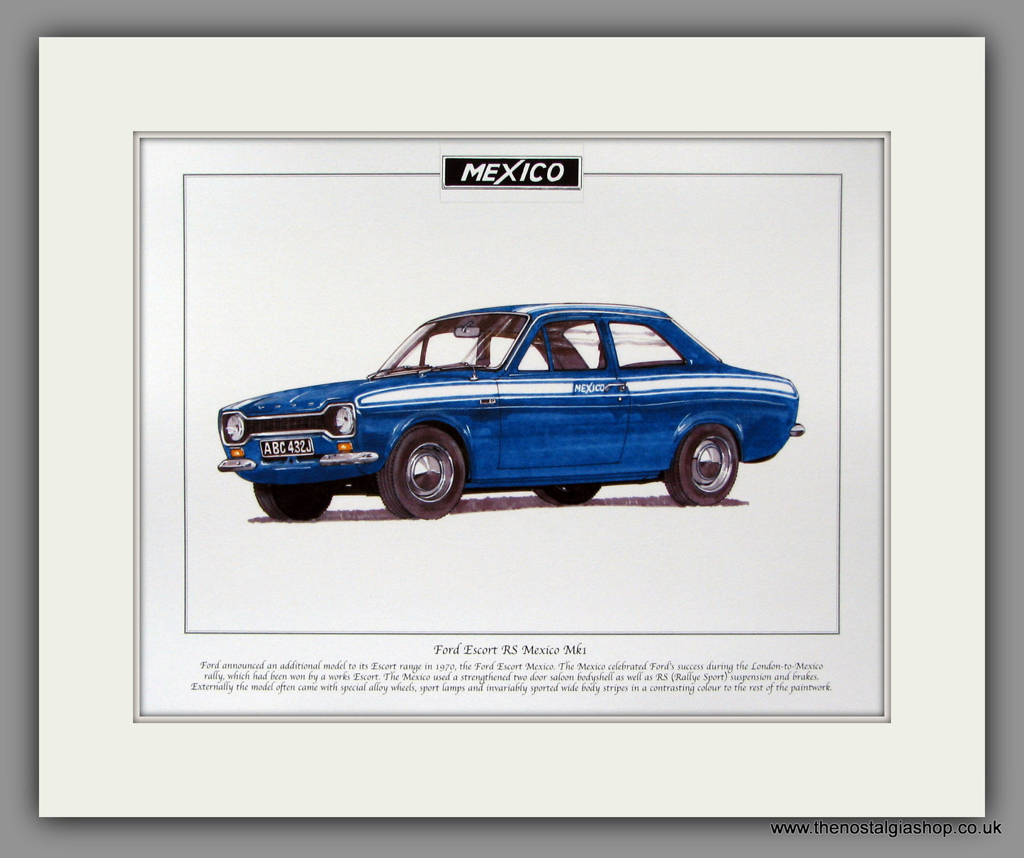 Ford Escort Mk I RS Mexico. Mounted Print.