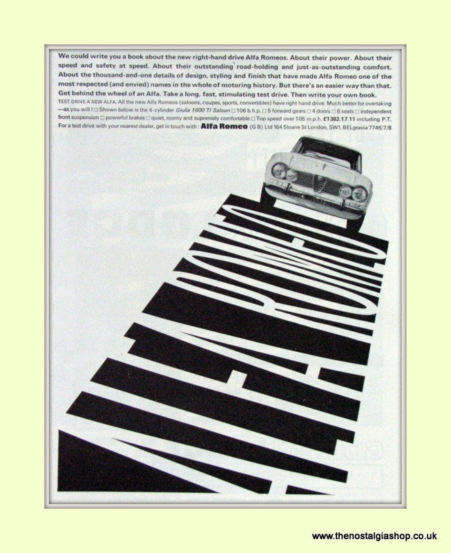Alfa Romeo. Original Advert 1963 (ref AD50060)