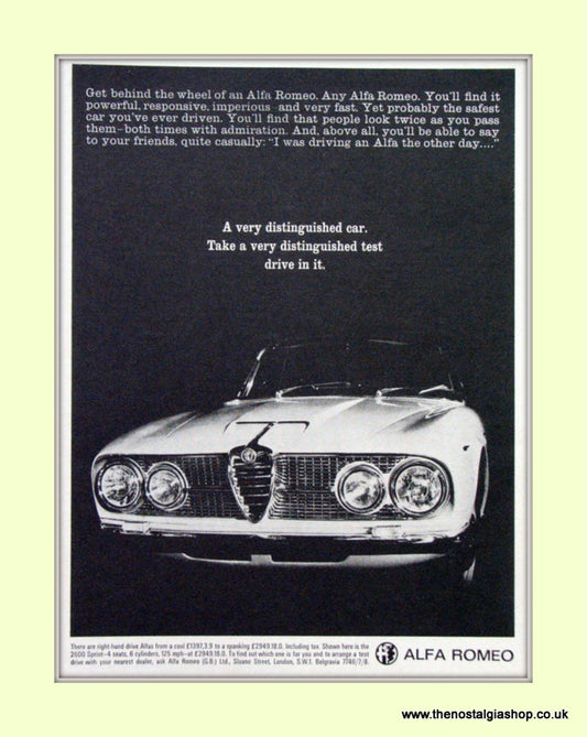 Alfa Romeo 2600 Sprint. Original Advert 1965 (ref AD50067)