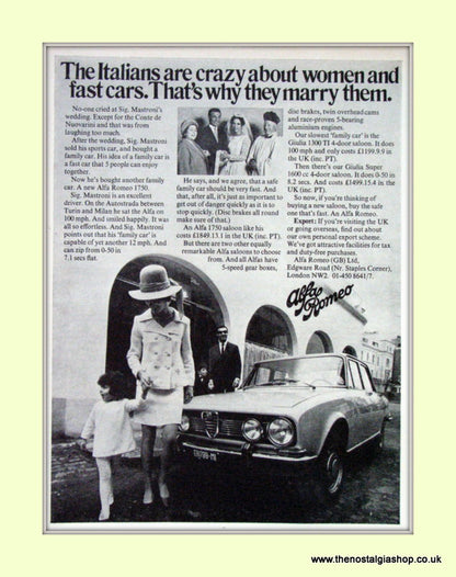 Alfa Romeo 1750 GTV. Set of 3 Original Adverts 1968/69 (ref AD50104)