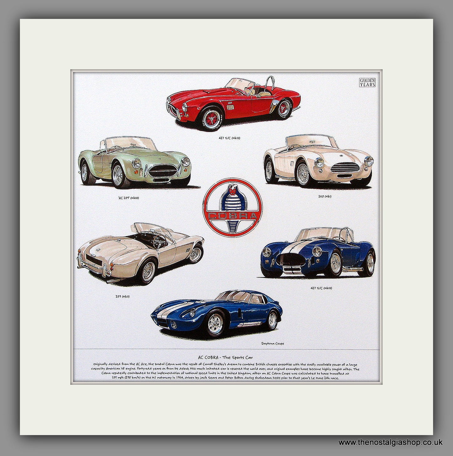 AC Cobra. Mounted Print.