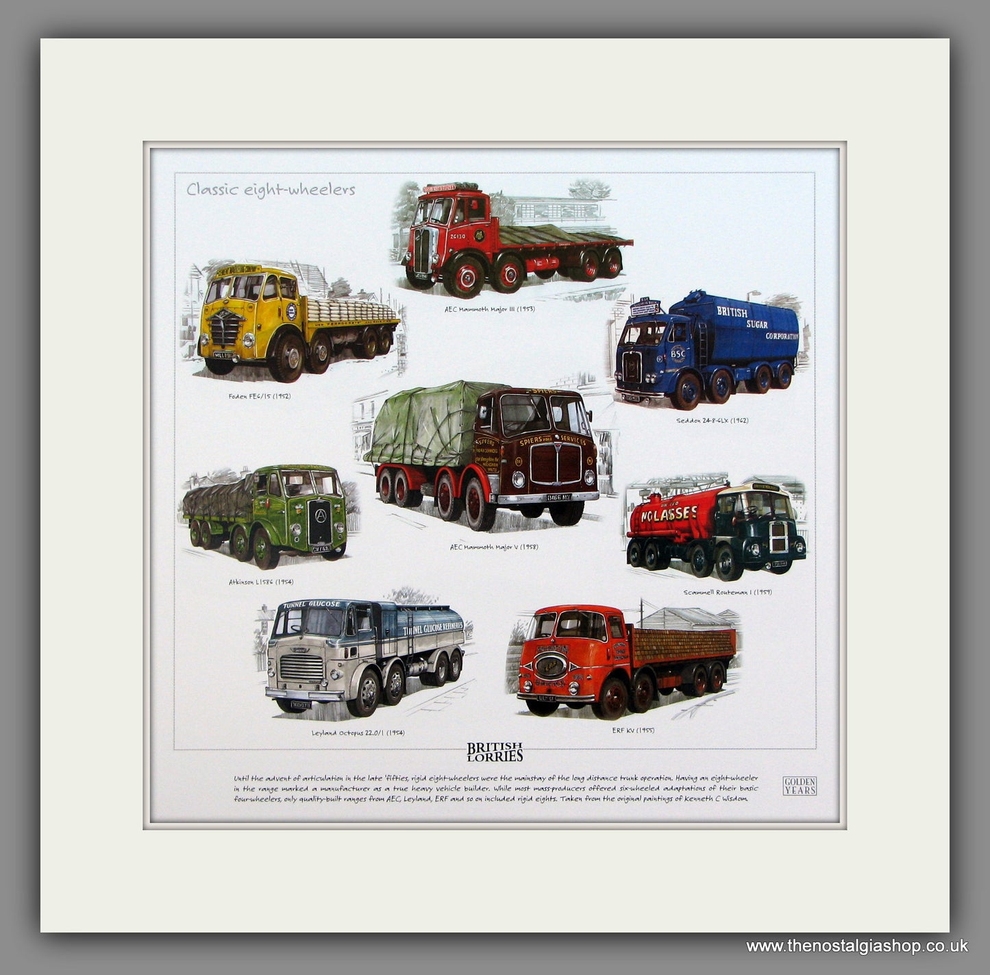 British Lorries. Classic Eight Wheelers. Mounted print