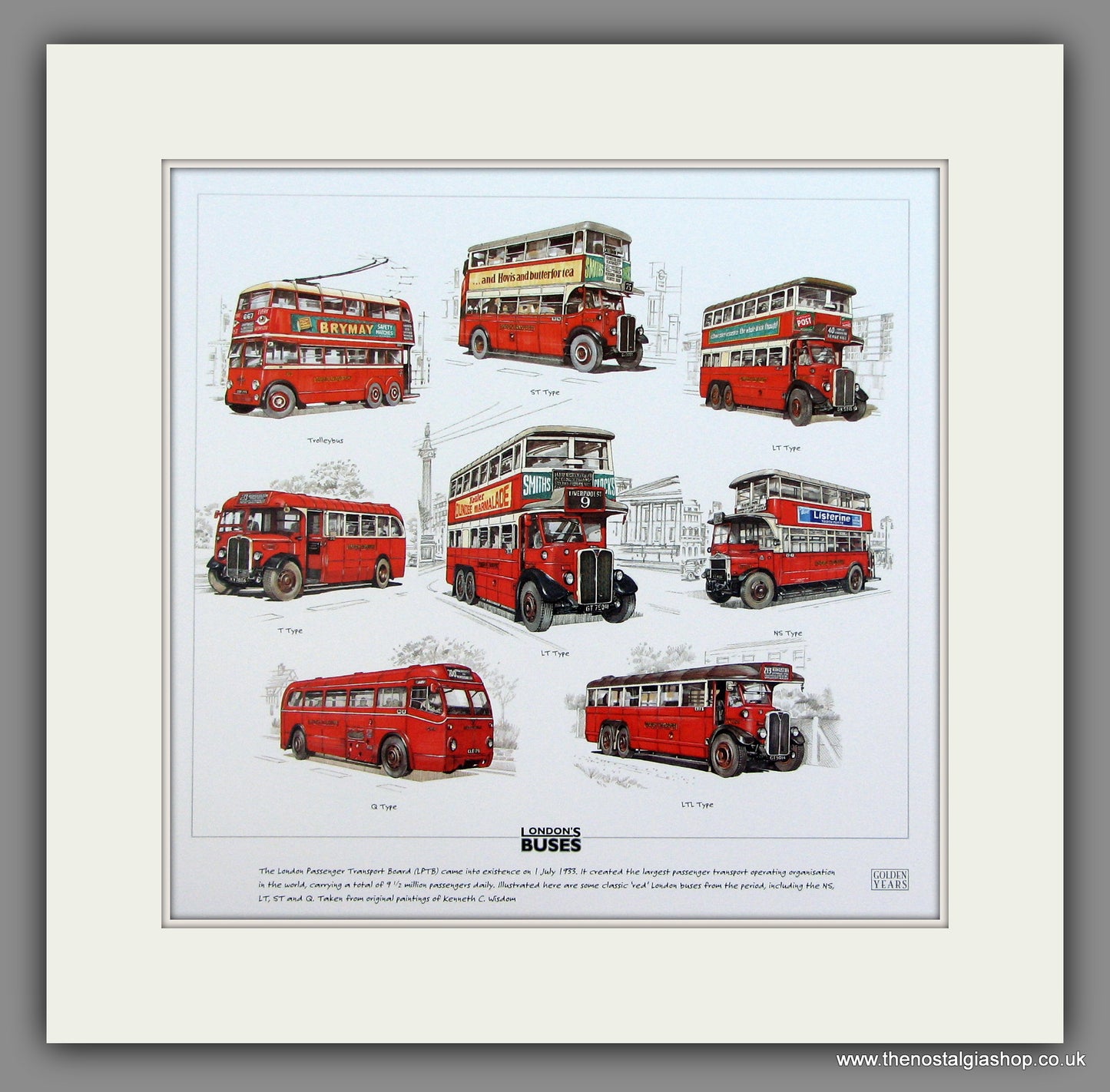 Buses; London Pre-War Mounted print