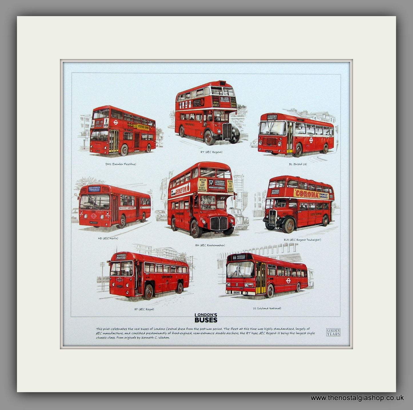 Buses; London Post-War Mounted print