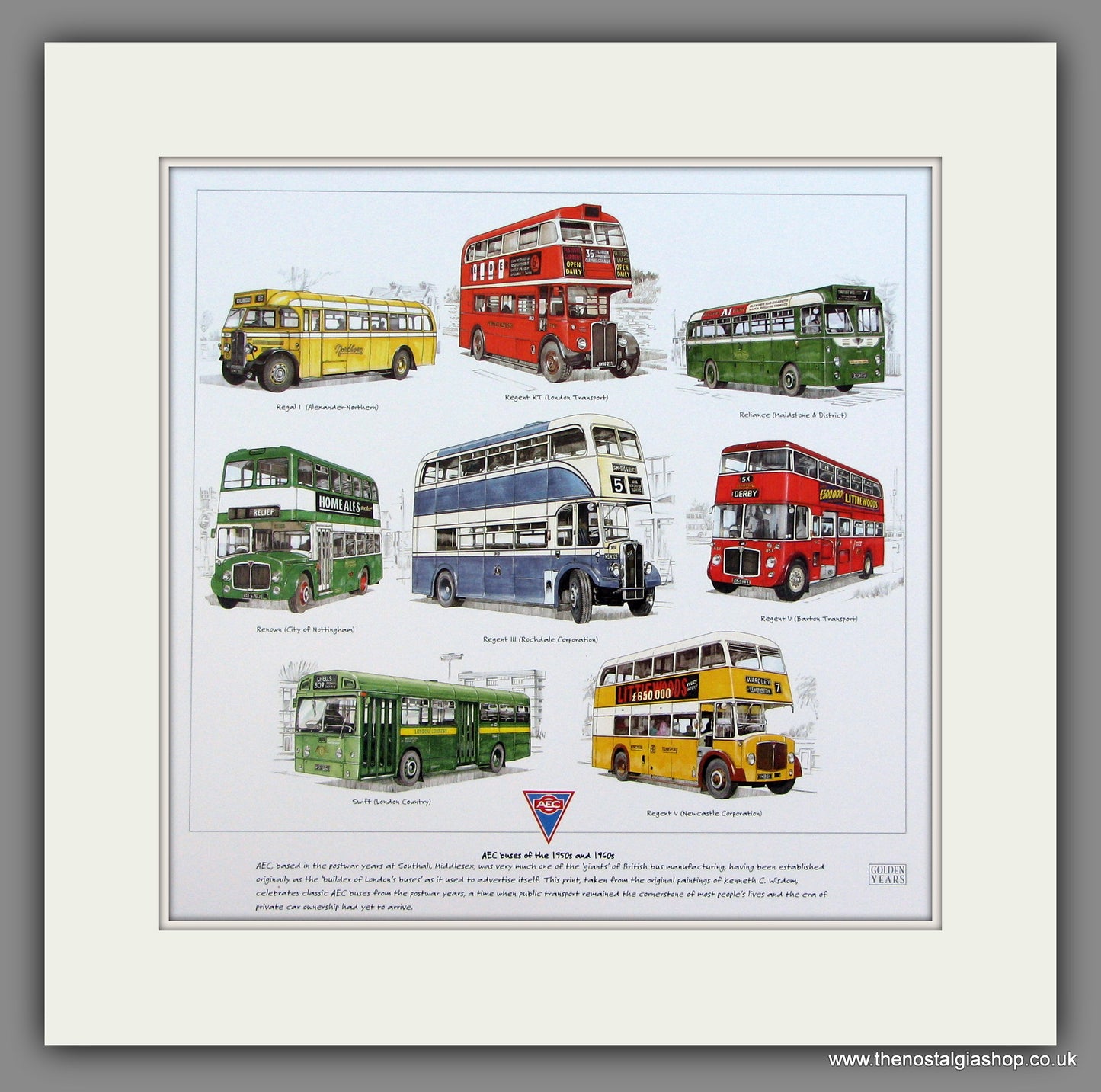 Buses; AEC of the 1950s & 1960s Mounted print
