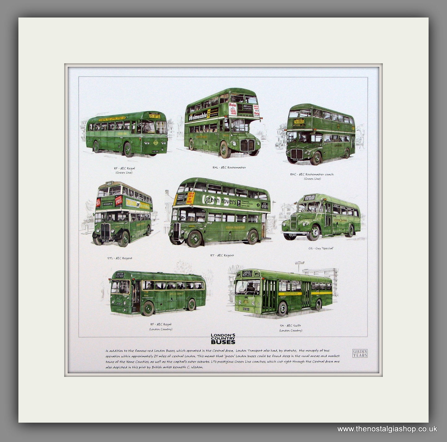Buses; London Country Mounted print
