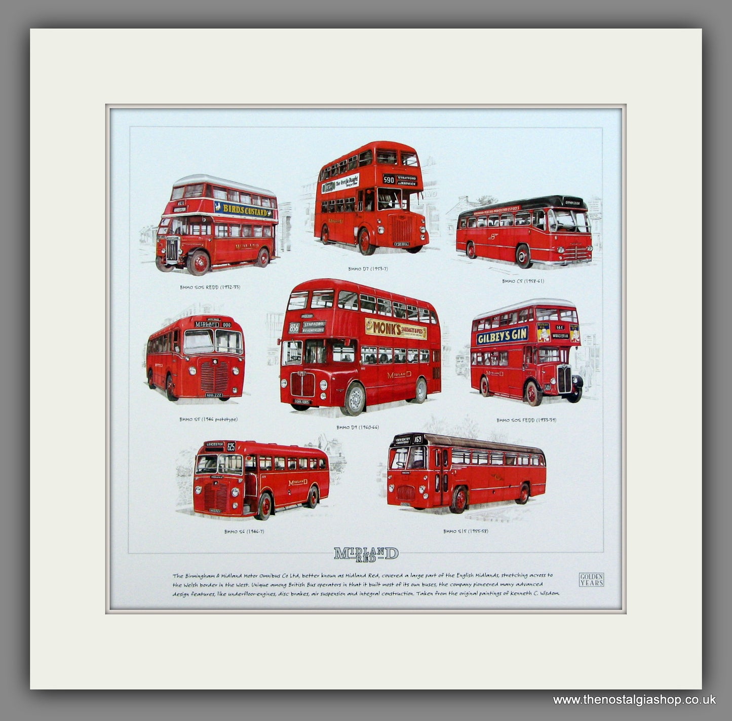 Buses; Midland Red Mounted print