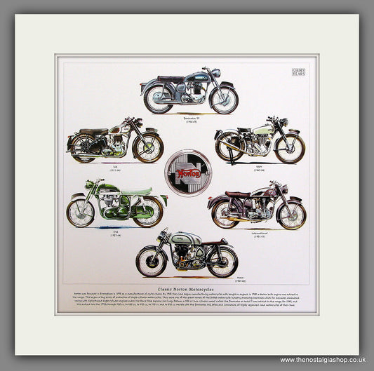 Norton Classic Motorcycles Pre 1970's. Mounted Print.