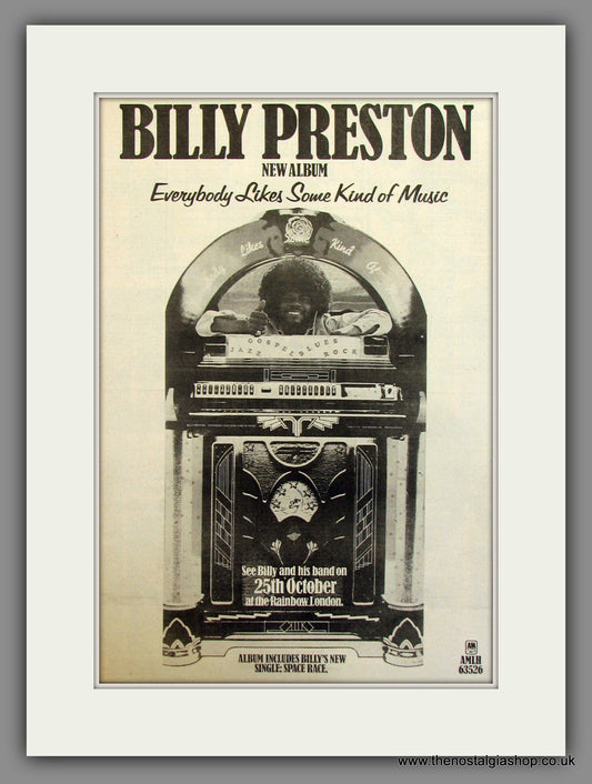 Billy Preston. Everybody Likes Some Kind of Music. Original Advert 1973 (ref AD11689)