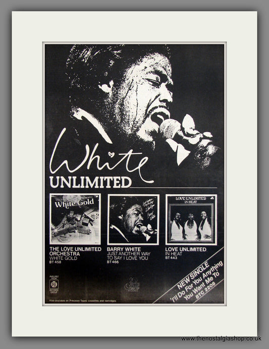 Barry White. Unlimited. Original Advert 1975 (ref AD11695)