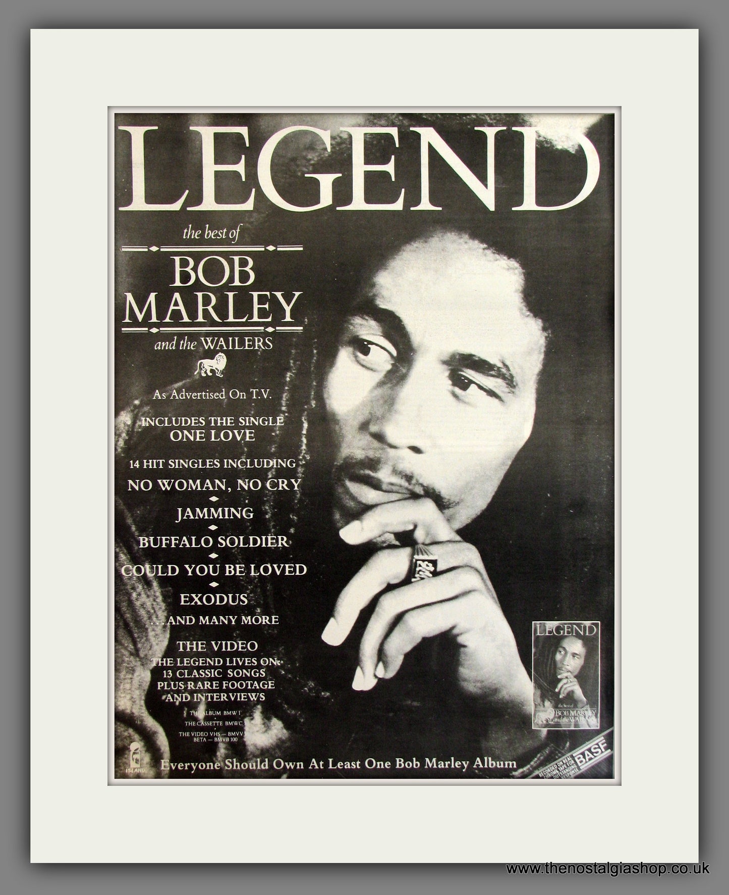Legend, Bob Marley And The Wailers. Original Advert 1984 (ref AD11757)