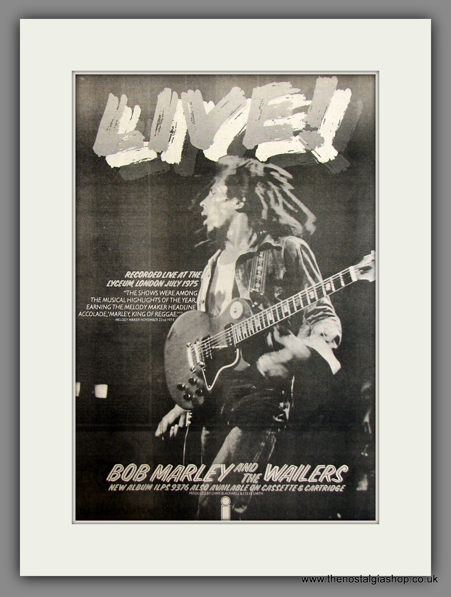 Bob Marley And The Wailers. Live. Original Advert 1975 (ref AD11758)