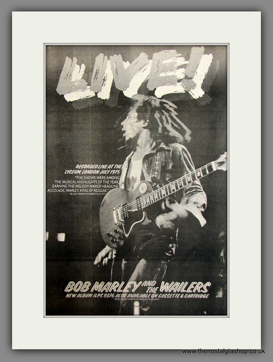 Bob Marley And The Wailers. Live. Original Advert 1975 (ref AD11758)