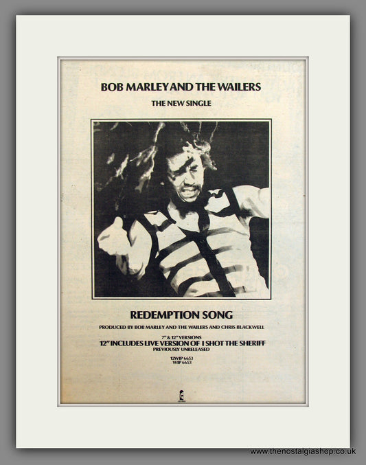 Bob Marley And The Wailers. Redemption Song. Original Advert 1980 (ref AD11761)
