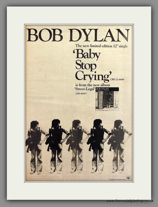 Bob Dylan, Baby Stop Crying. Original Advert 1978 (ref AD11771)