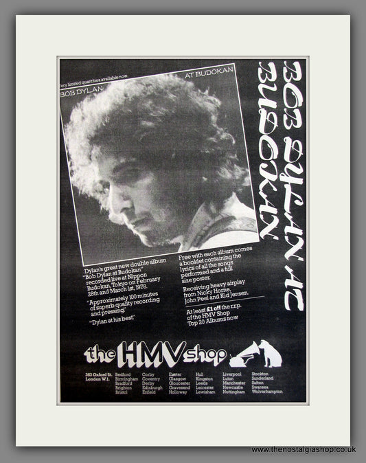 Bob Dylan At Budokan. Original Advert 1979 (ref AD11777)
