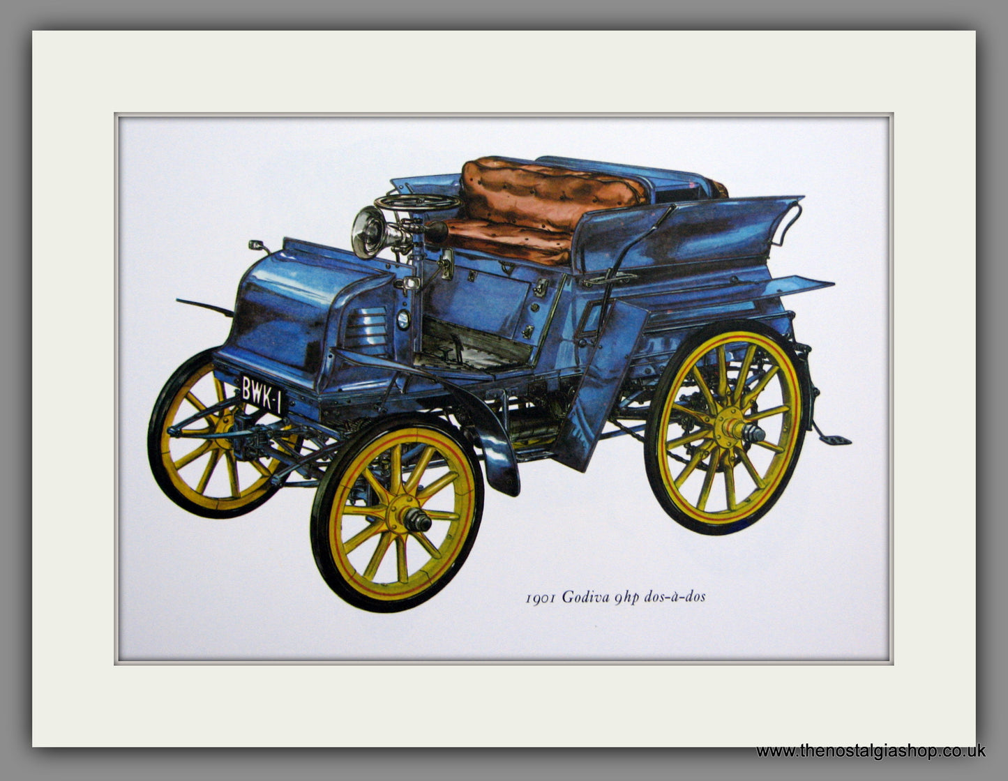 Godiva 9hp dos-a-dos 1901. Mounted Print.
