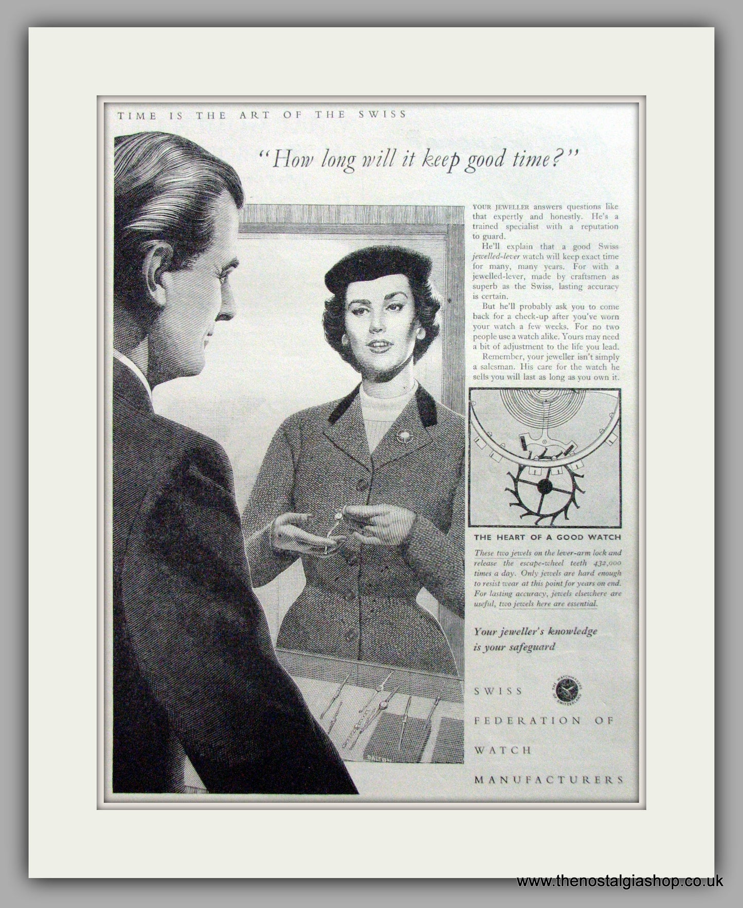 Swiss Federation Watches. Original Advert 1955 (ref AD50141)