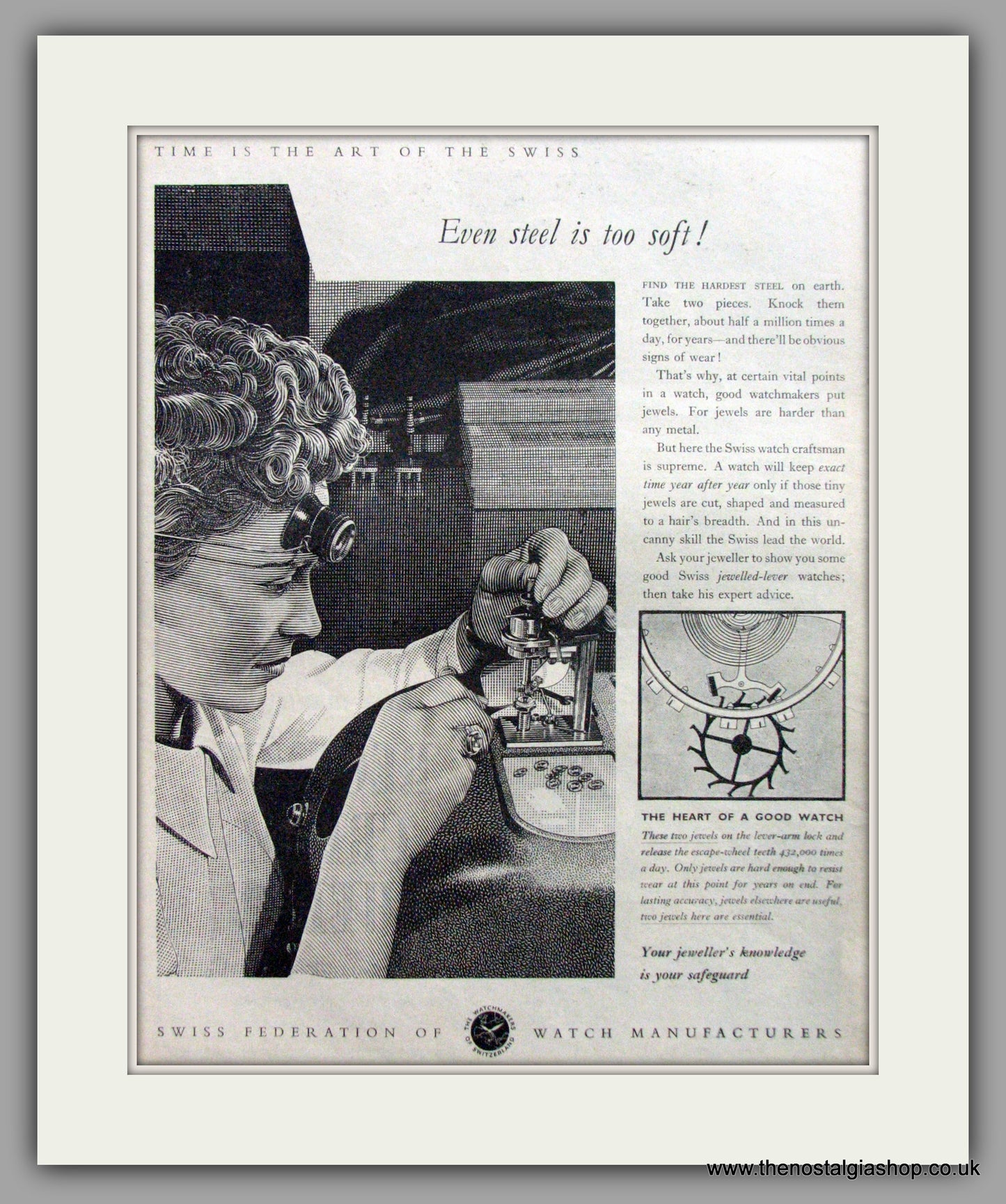 Swiss Federation Watch Manufacturers. Original Advert 1955 (ref AD50143)