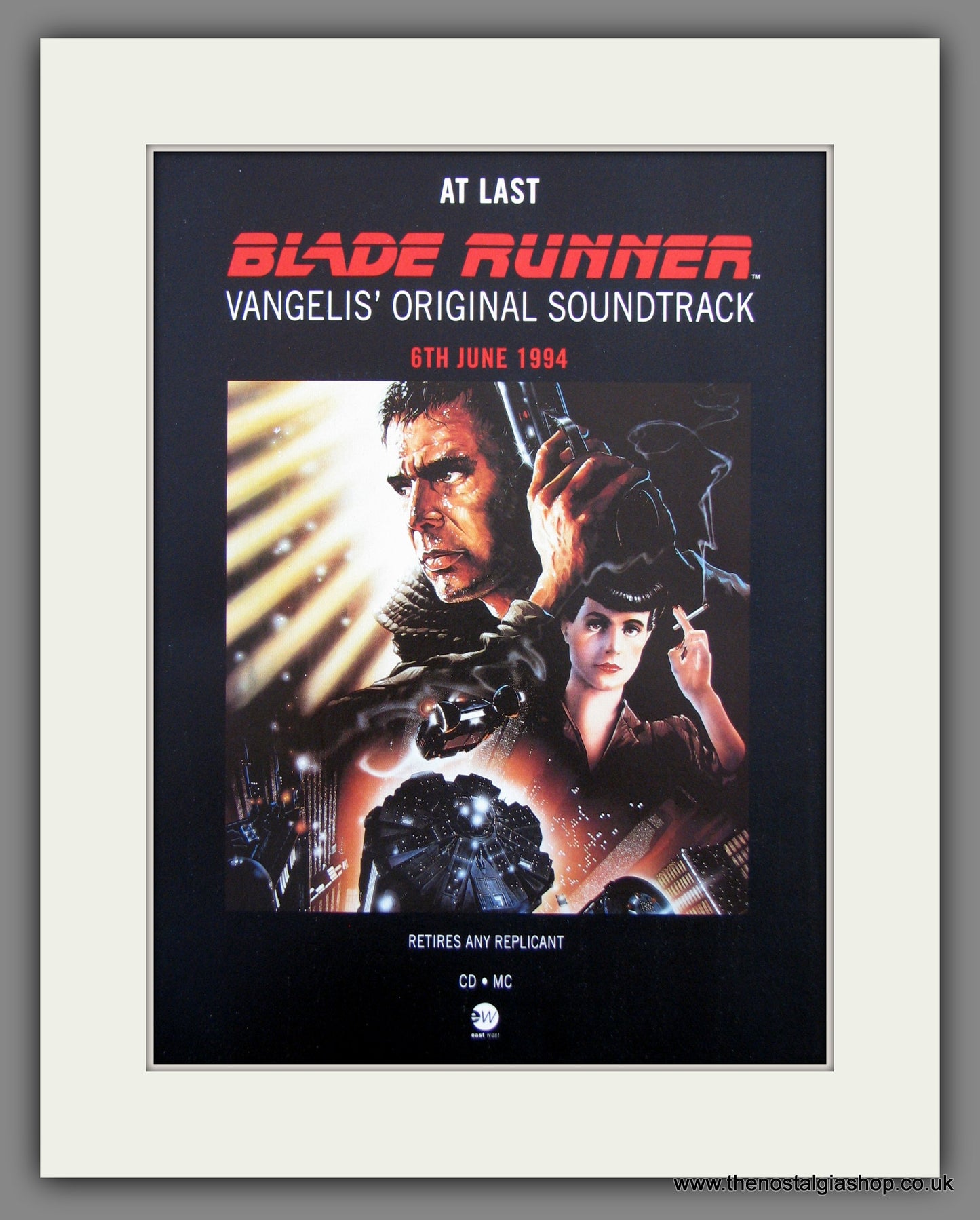 Blade Runner Soundtrack. 1994 Original Advert (ref AD54536)