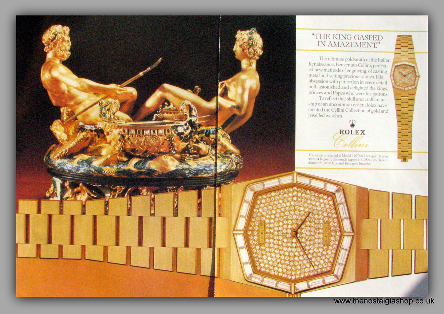 Rolex Cellini Watch Model 4670. Original Double Advert 1986 (ref AD50175)