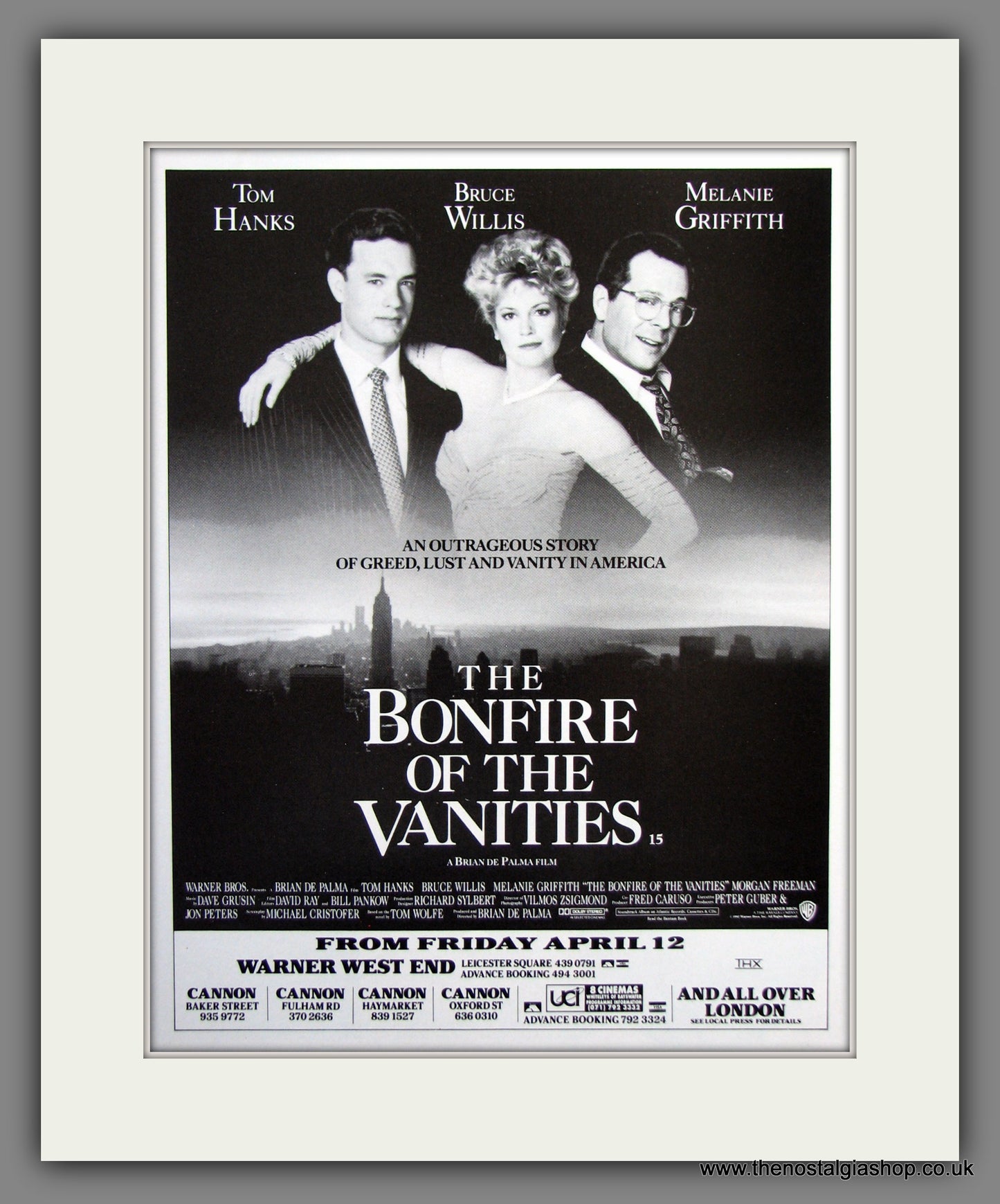 The Bonfire Of The Vanities. 1991 Original Advert (ref AD54659)