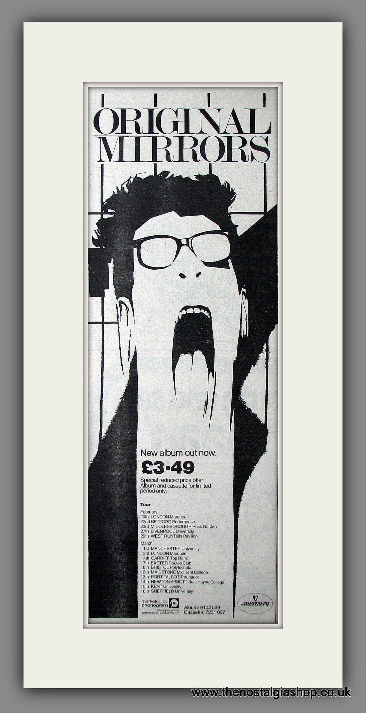 Original Mirrors. Album and Tour. Original Advert 1980 (ref AD200030)