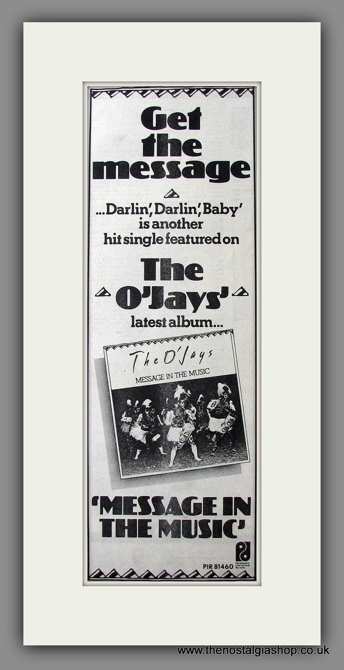 O'Jays (The) Message In The Music. Original Advert 1977 (ref AD200035)