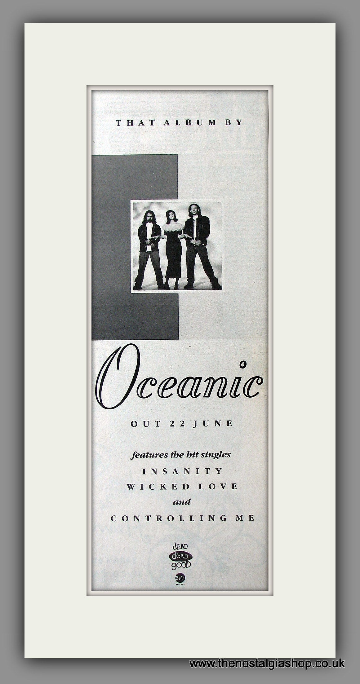 Oceanic. Album. Original Advert 1992 (ref AD200037)