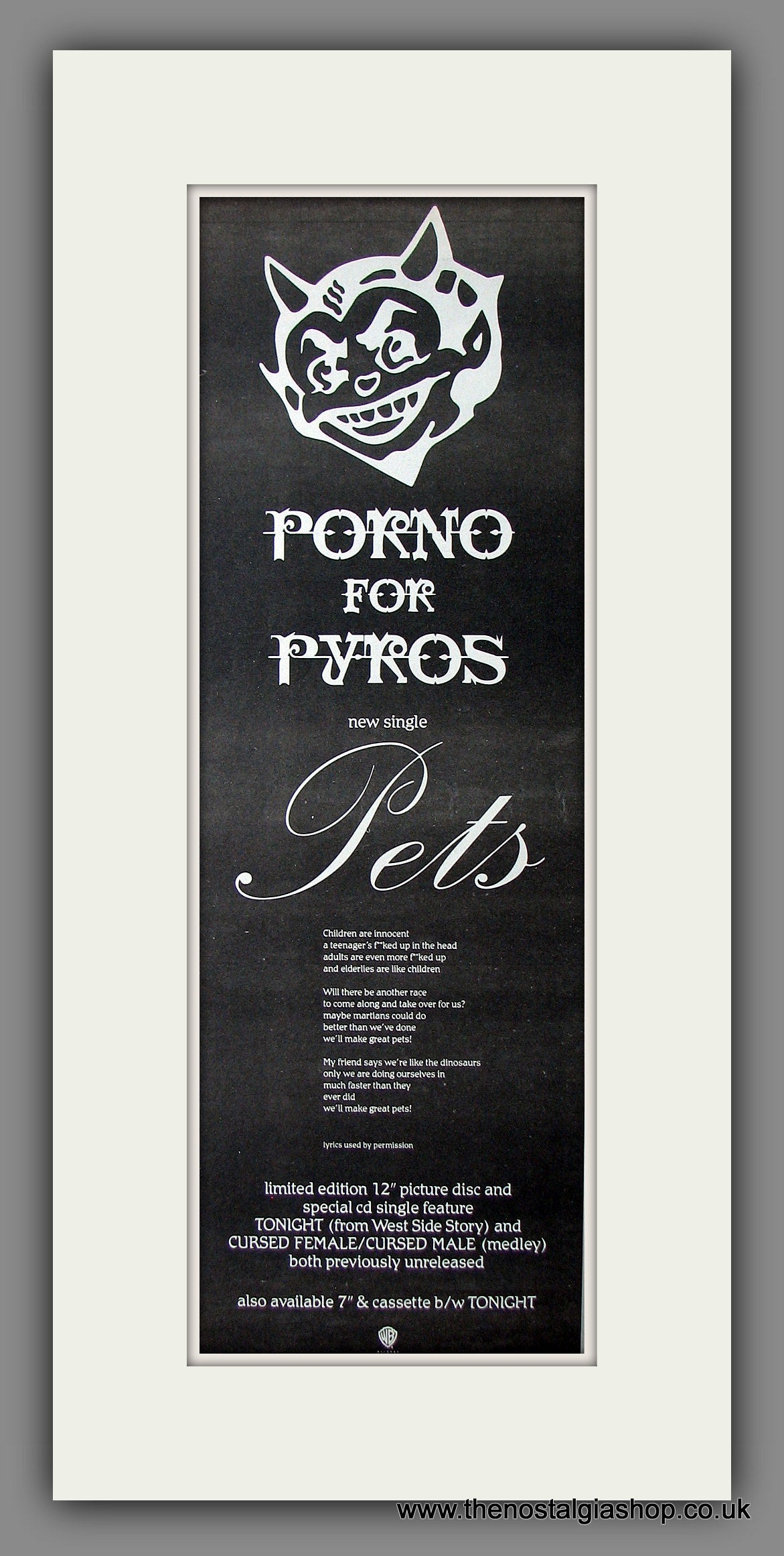 Porno For Pyros. Pets. Original Advert 1993 (ref AD200061)