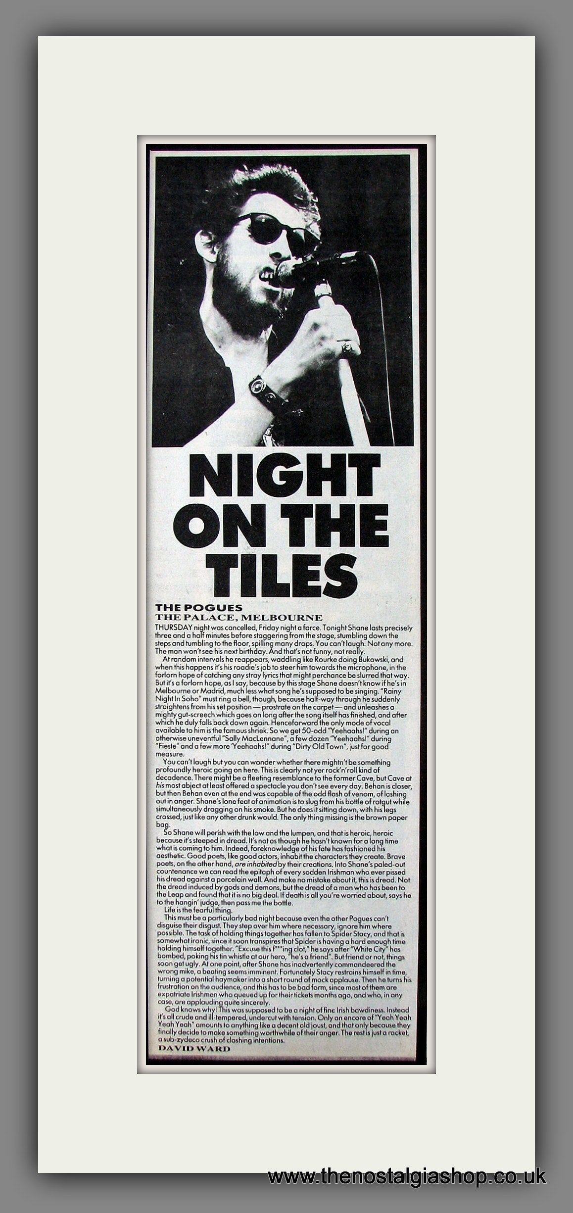 Pogues. The Palace, Melbourne. Original Advert 1990 (ref AD200071)