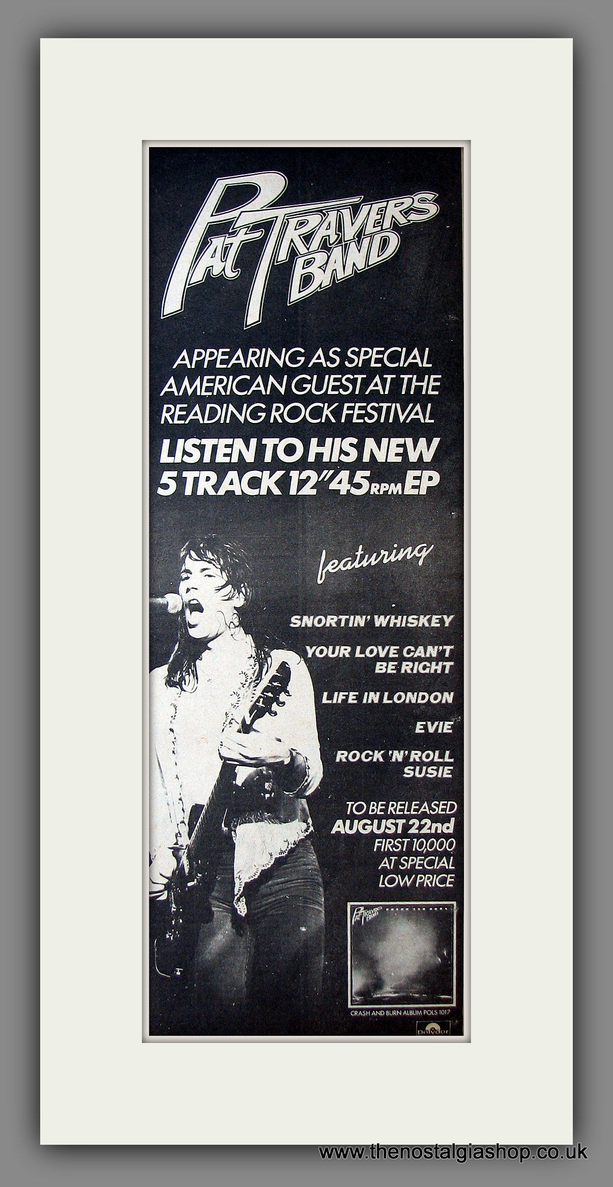 Pat Travers. Crash And Burn. Original Advert 1980 (ref AD200081)