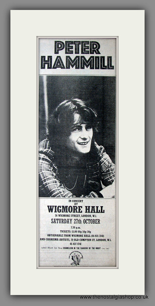 Peter Hammill. In Concert at the Wigmore Hall. Original Advert 1973 (ref AD200089)
