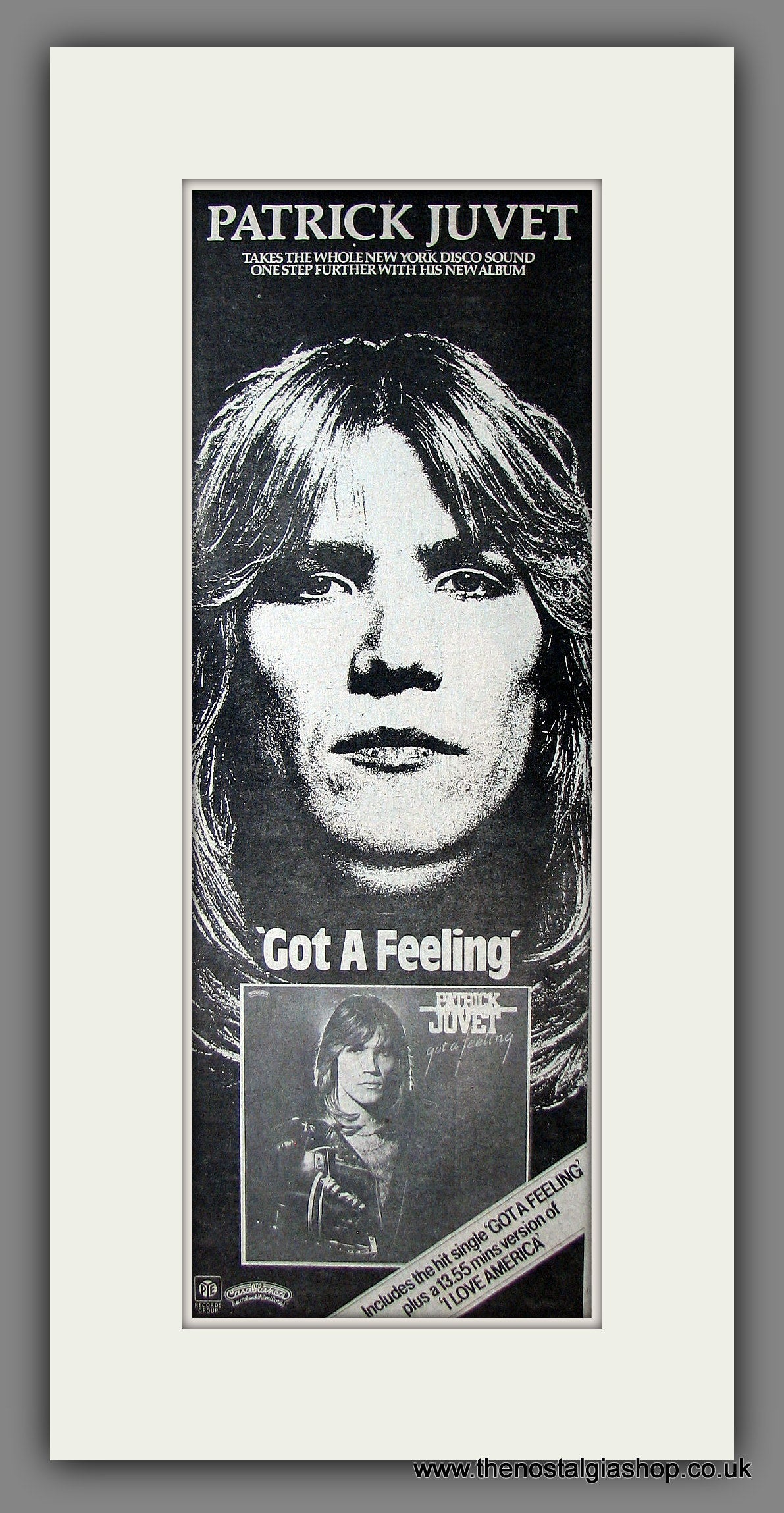 Patrick Juvet. Got A Feeling. Original Advert 1978 (ref AD200100)